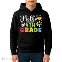 Hello Fourth 4th Grade Happy First Day Of School Kids Hoodie thumb 4