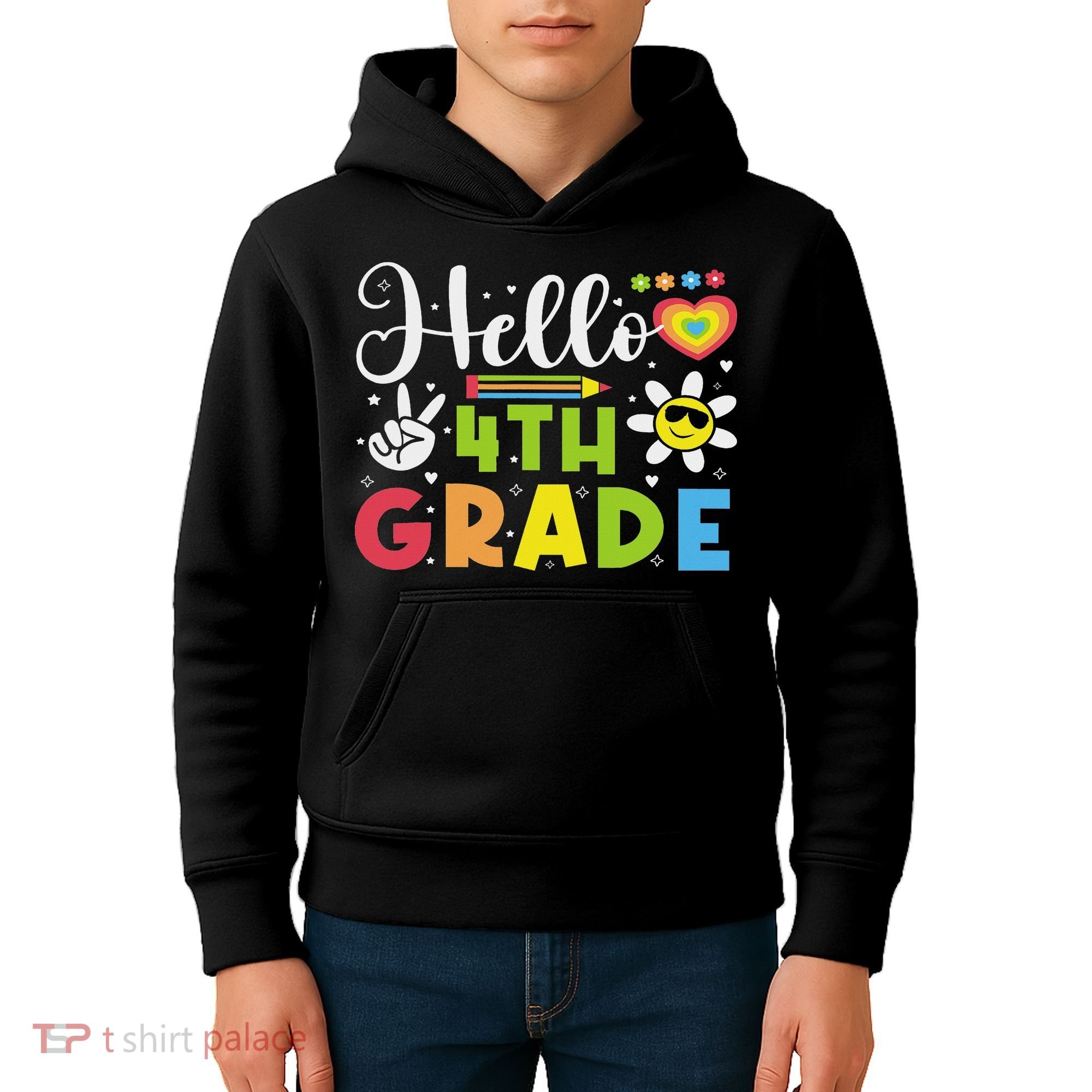 Hello Fourth 4th Grade Happy First Day Of School Kids Hoodie