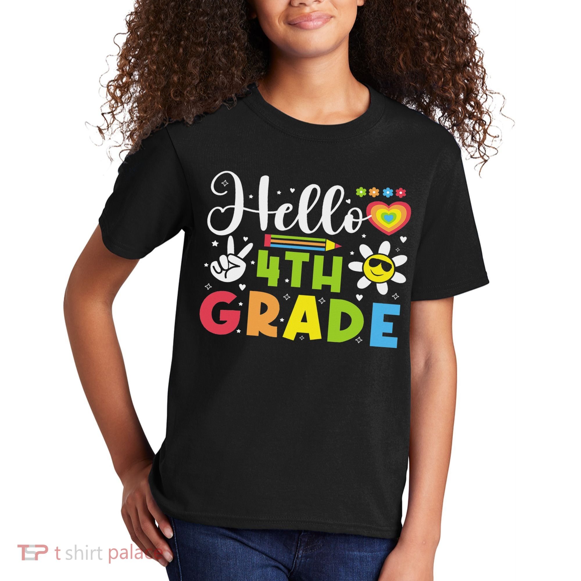 Hello Fourth 4th Grade Happy First Day Of School Kids T-Shirt