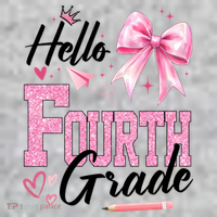 Hello Fourth 4th Grade First Day Of School Coquette Teacher The Baniff Cuffed Pom Beanie thumb 2