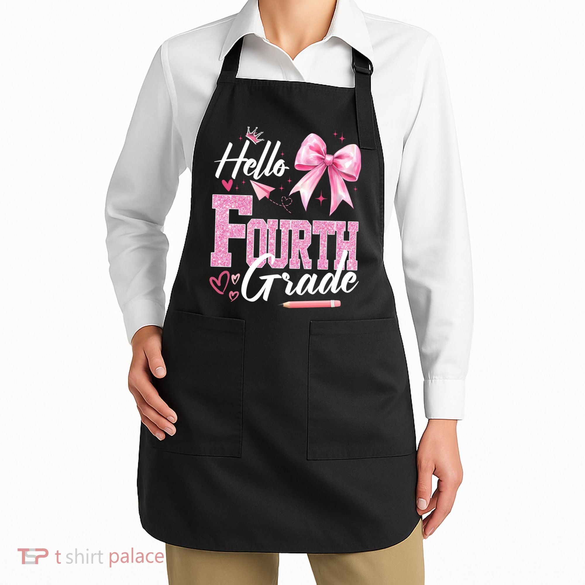 Hello Fourth 4th Grade First Day Of School Coquette Teacher Apron