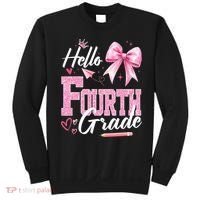 Hello Fourth 4th Grade First Day Of School Coquette Teacher Sweatshirt thumb 0