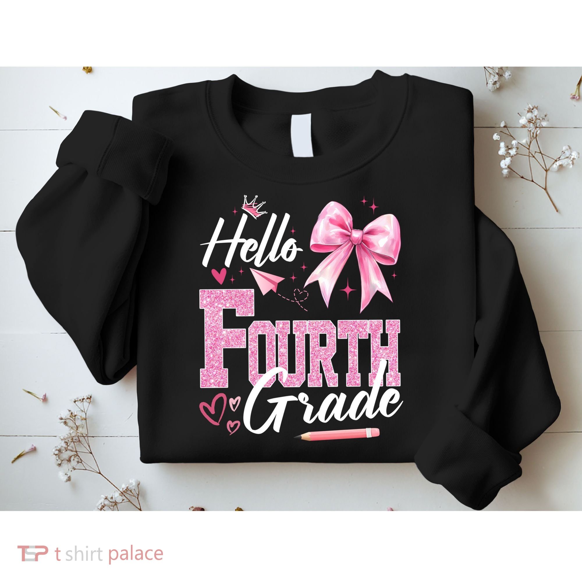 Hello Fourth 4th Grade First Day Of School Coquette Teacher Sweatshirt
