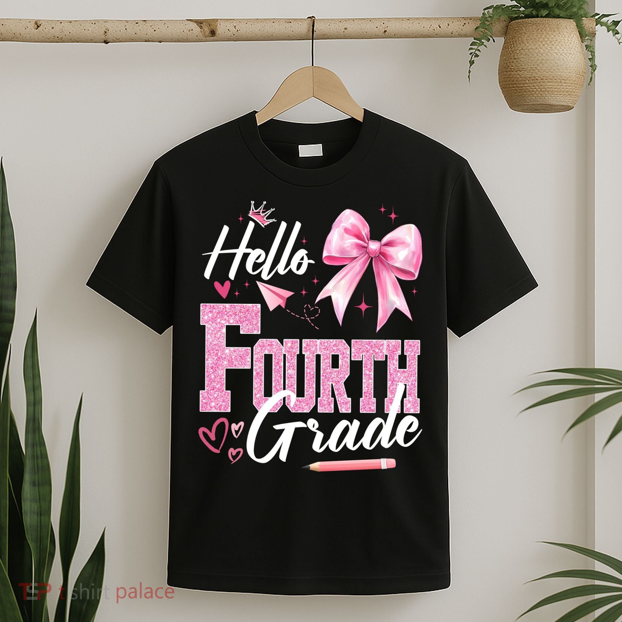 Hello Fourth 4th Grade First Day Of School Coquette Teacher T-Shirt
