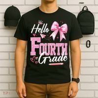 Hello Fourth 4th Grade First Day Of School Coquette Teacher T-Shirt thumb 6