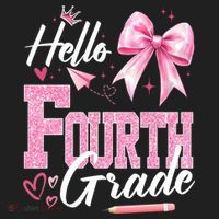 Hello Fourth 4th Grade First Day Of School Coquette Teacher Beanie thumb 2