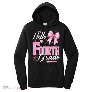 Hello Fourth 4th Grade First Day Of School Coquette Teacher Women's Hoodie