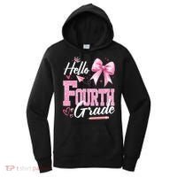 Hello Fourth 4th Grade First Day Of School Coquette Teacher Women's Hoodie thumb 0