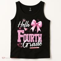 Hello Fourth 4th Grade First Day Of School Coquette Teacher Tank Top thumb 2