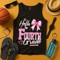 Hello Fourth 4th Grade First Day Of School Coquette Teacher Tank Top thumb 4