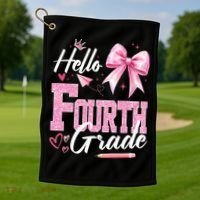 Hello Fourth 4th Grade First Day Of School Coquette Teacher Golf Towel thumb 1