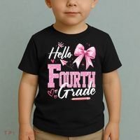 Hello Fourth 4th Grade First Day Of School Coquette Teacher Toddler T-Shirt thumb 2