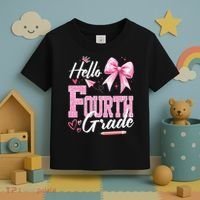 Hello Fourth 4th Grade First Day Of School Coquette Teacher Toddler T-Shirt thumb 3