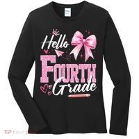 Hello Fourth 4th Grade First Day Of School Coquette Teacher Women's Long Sleeve Shirt thumb 0