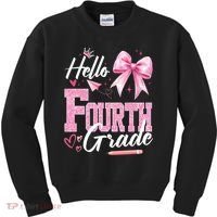 Hello Fourth 4th Grade First Day Of School Coquette Teacher Kids Sweatshirt thumb 0