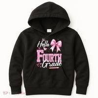 Hello Fourth 4th Grade First Day Of School Coquette Teacher Kids Hoodie thumb 0