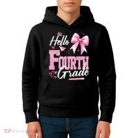 Hello Fourth 4th Grade First Day Of School Coquette Teacher Kids Hoodie thumb 4
