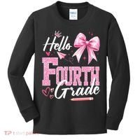 Hello Fourth 4th Grade First Day Of School Coquette Teacher Kids Long Sleeve Shirt thumb 0