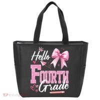 Hello Fourth 4th Grade First Day Of School Coquette Teacher Tote Bag thumb 0