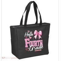 Hello Fourth 4th Grade First Day Of School Coquette Teacher Tote Bag thumb 2