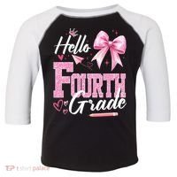 Hello Fourth 4th Grade First Day Of School Coquette Teacher Toddler Fine Jersey T-Shirt thumb 0