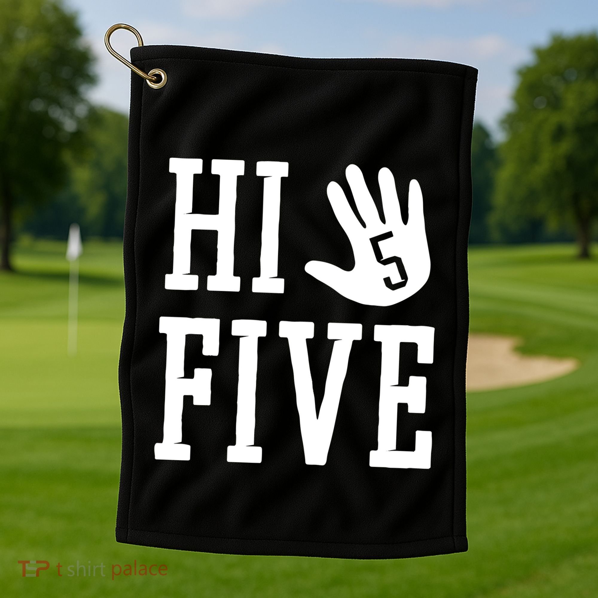 Hi Five 5 Years Old 5th Birthday Golf Towel