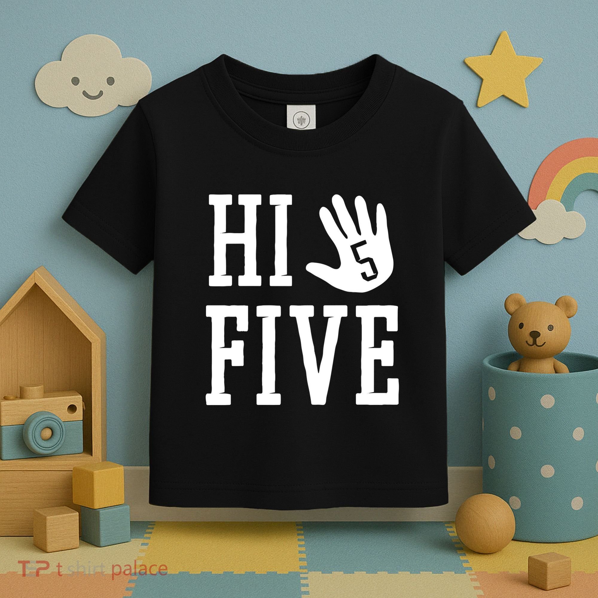 Hi Five 5 Years Old 5th Birthday Toddler T-Shirt