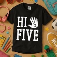Hi Five 5 Years Old 5th Birthday Kids T-Shirt thumb 3