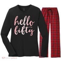 Hello Fifty 50th Birthday Squad 50 Year Old  WoM.e.n.s Women's Long Sleeve Flannel Pajama Set  thumb 0