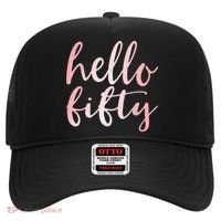 Hello Fifty 50th Birthday Squad 50 Year Old  WoM.e.n.s Hat thumb 0