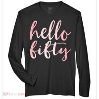 Hello Fifty 50th Birthday Squad 50 Year Old  WoM.e.n.s Zone Performance Long-Sleeve T-Shirt thumb 0