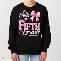 Hello Fifth 5th Grade First Day Of School Coquette Teacher Women's Sweatshirt thumb 0
