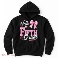 Hello Fifth 5th Grade First Day Of School Coquette Teacher Hoodie thumb 0