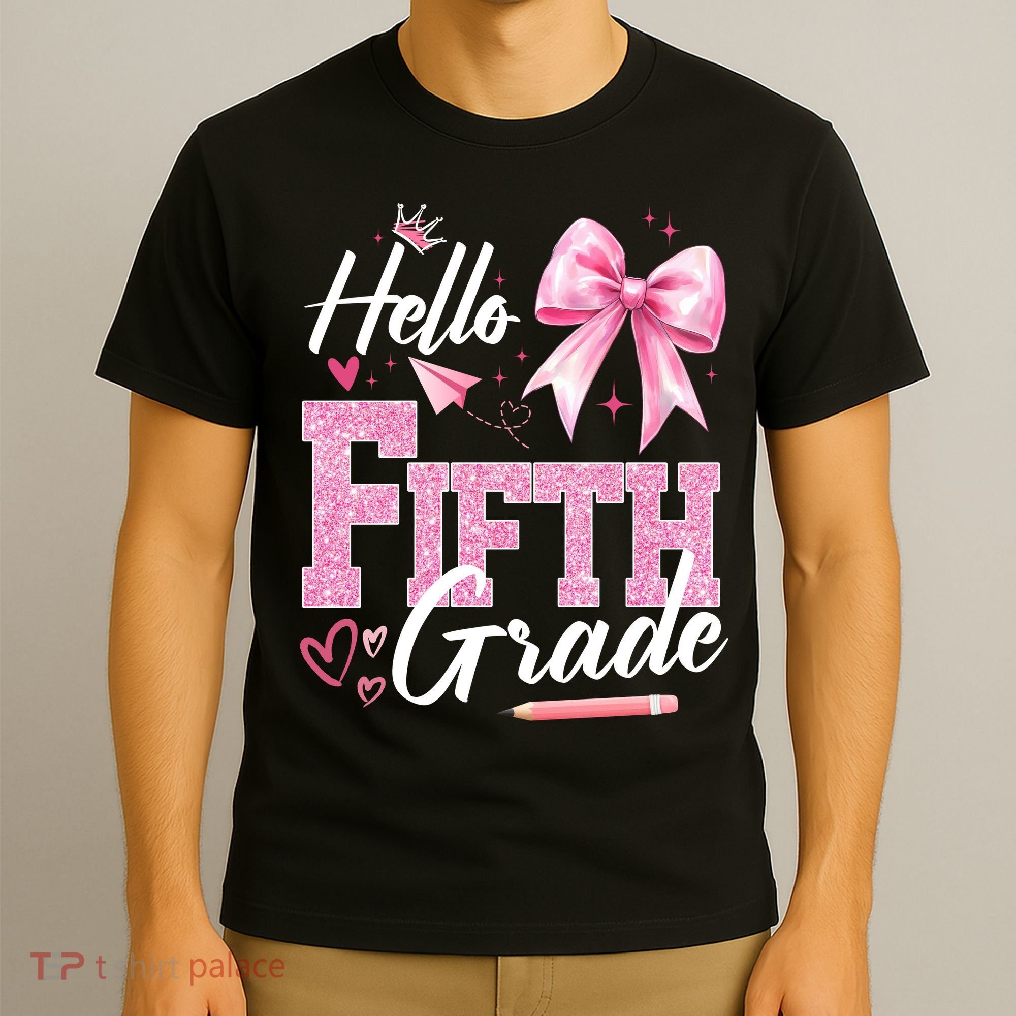 Hello Fifth 5th Grade First Day Of School Coquette Teacher T-Shirt