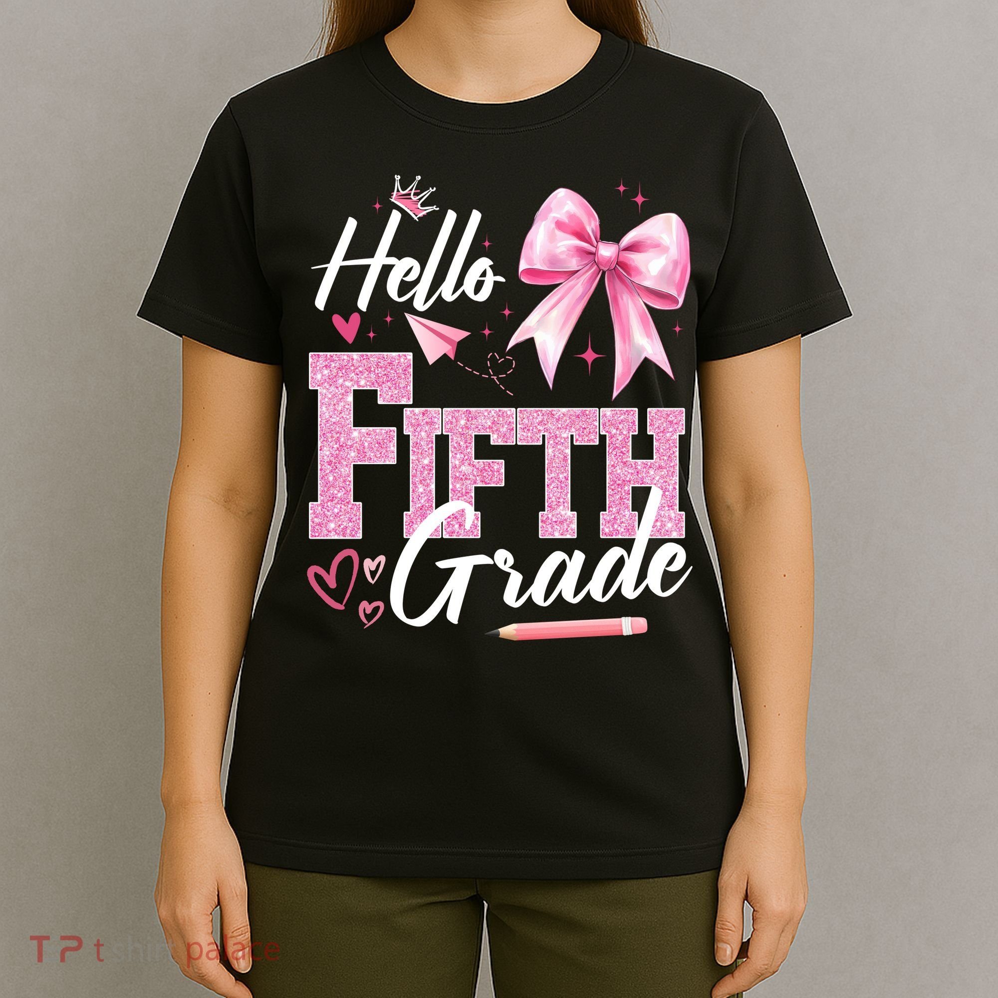 Hello Fifth 5th Grade First Day Of School Coquette Teacher T-Shirt