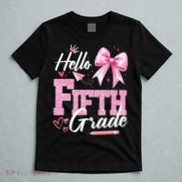 Hello Fifth 5th Grade First Day Of School Coquette Teacher T-Shirt thumb 5