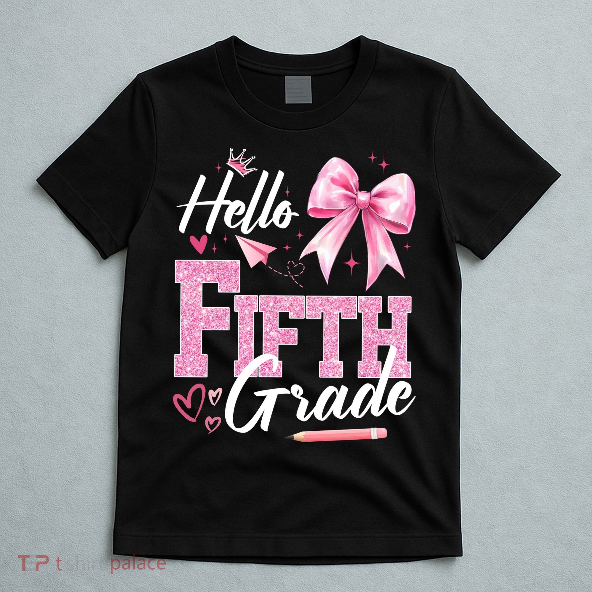 Hello Fifth 5th Grade First Day Of School Coquette Teacher T-Shirt