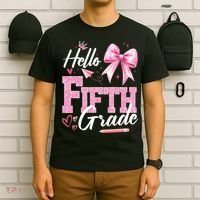 Hello Fifth 5th Grade First Day Of School Coquette Teacher T-Shirt thumb 6