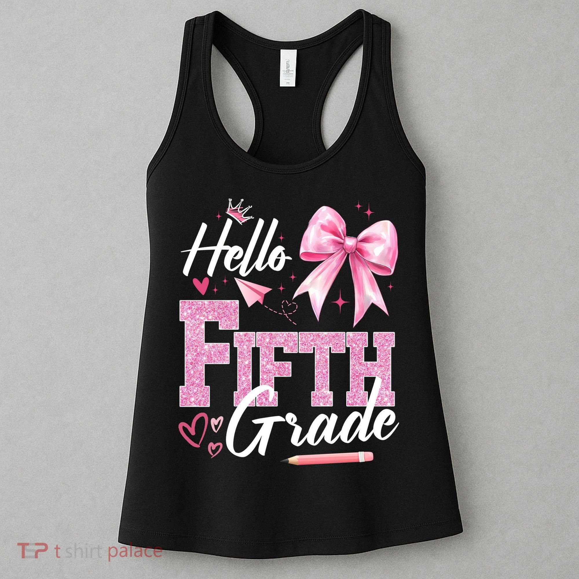 Hello Fifth 5th Grade First Day Of School Coquette Teacher Women's Tank Top