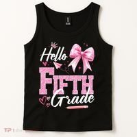 Hello Fifth 5th Grade First Day Of School Coquette Teacher Tank Top thumb 2