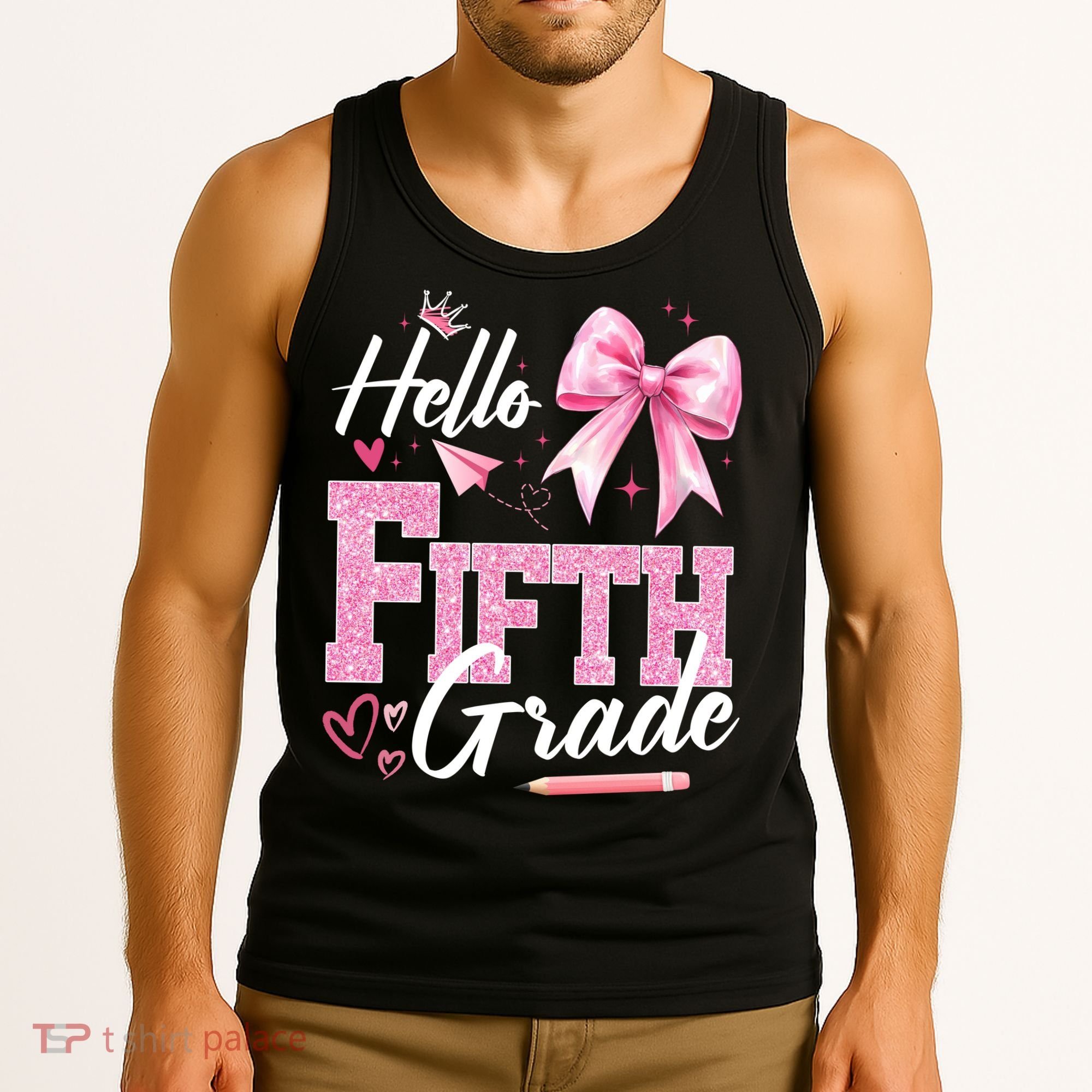 Hello Fifth 5th Grade First Day Of School Coquette Teacher Tank Top