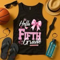 Hello Fifth 5th Grade First Day Of School Coquette Teacher Tank Top thumb 4