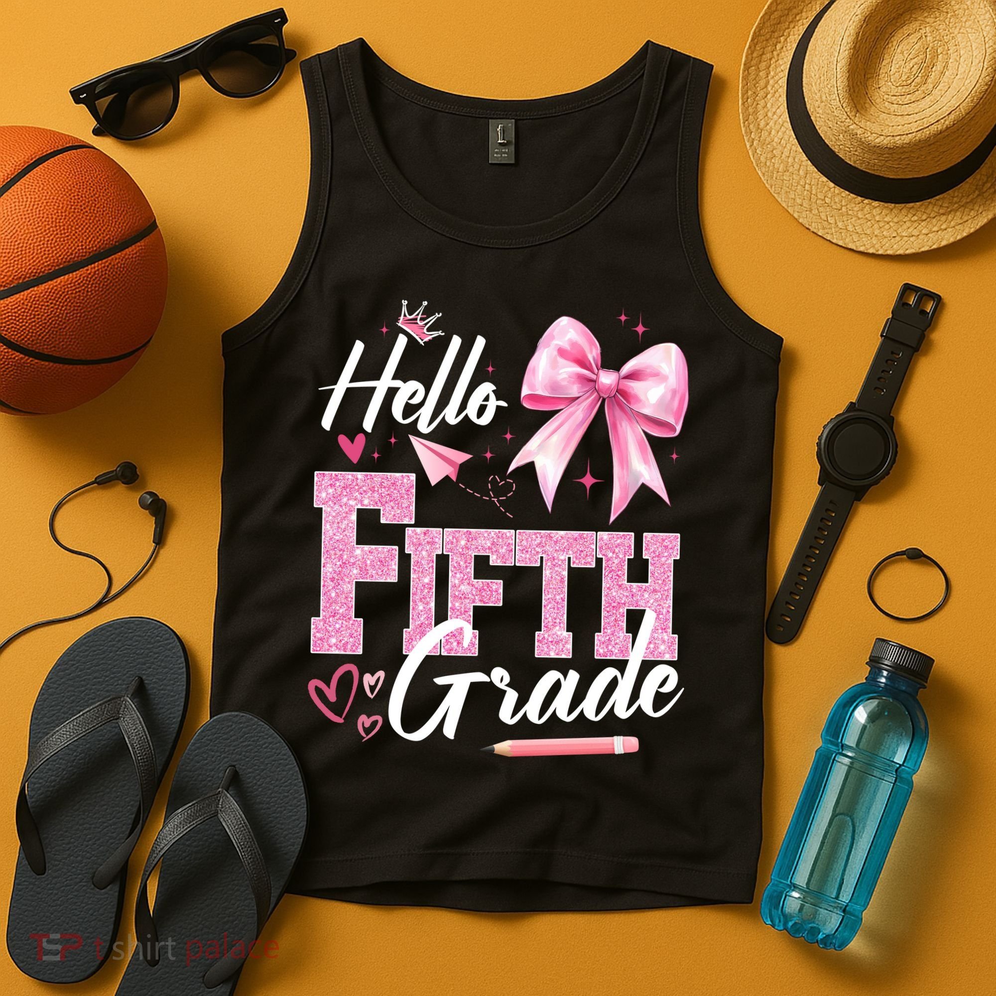Hello Fifth 5th Grade First Day Of School Coquette Teacher Tank Top