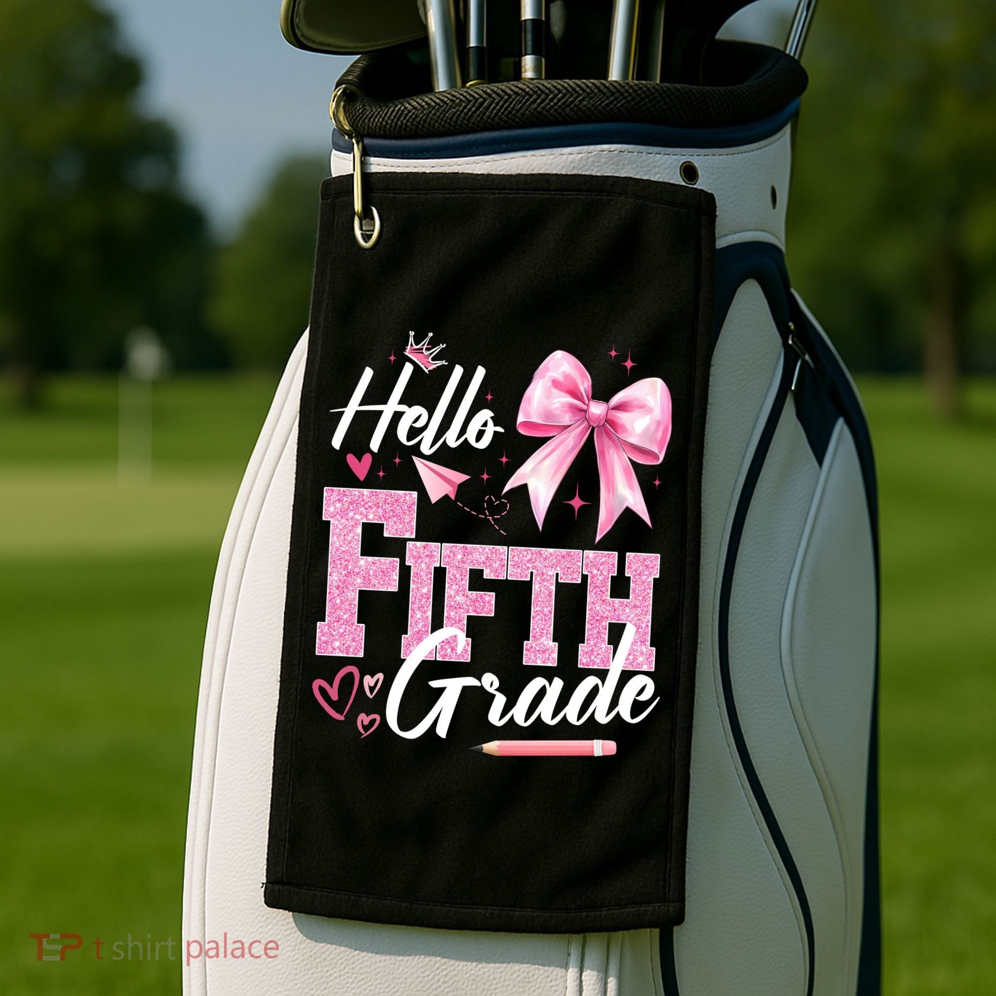 Hello Fifth 5th Grade First Day Of School Coquette Teacher Golf Towel