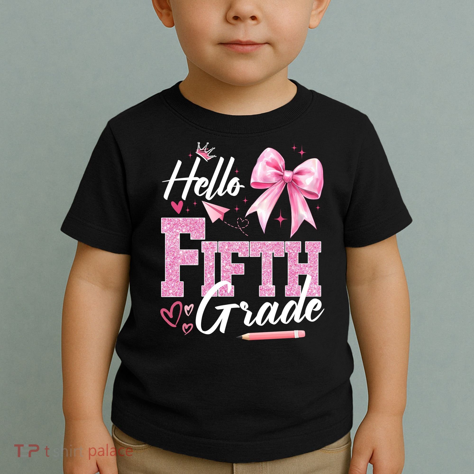 Hello Fifth 5th Grade First Day Of School Coquette Teacher Toddler T-Shirt