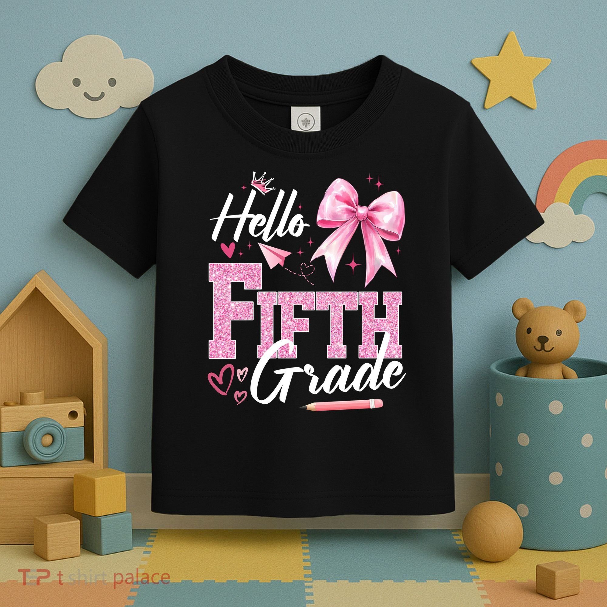 Hello Fifth 5th Grade First Day Of School Coquette Teacher Toddler T-Shirt