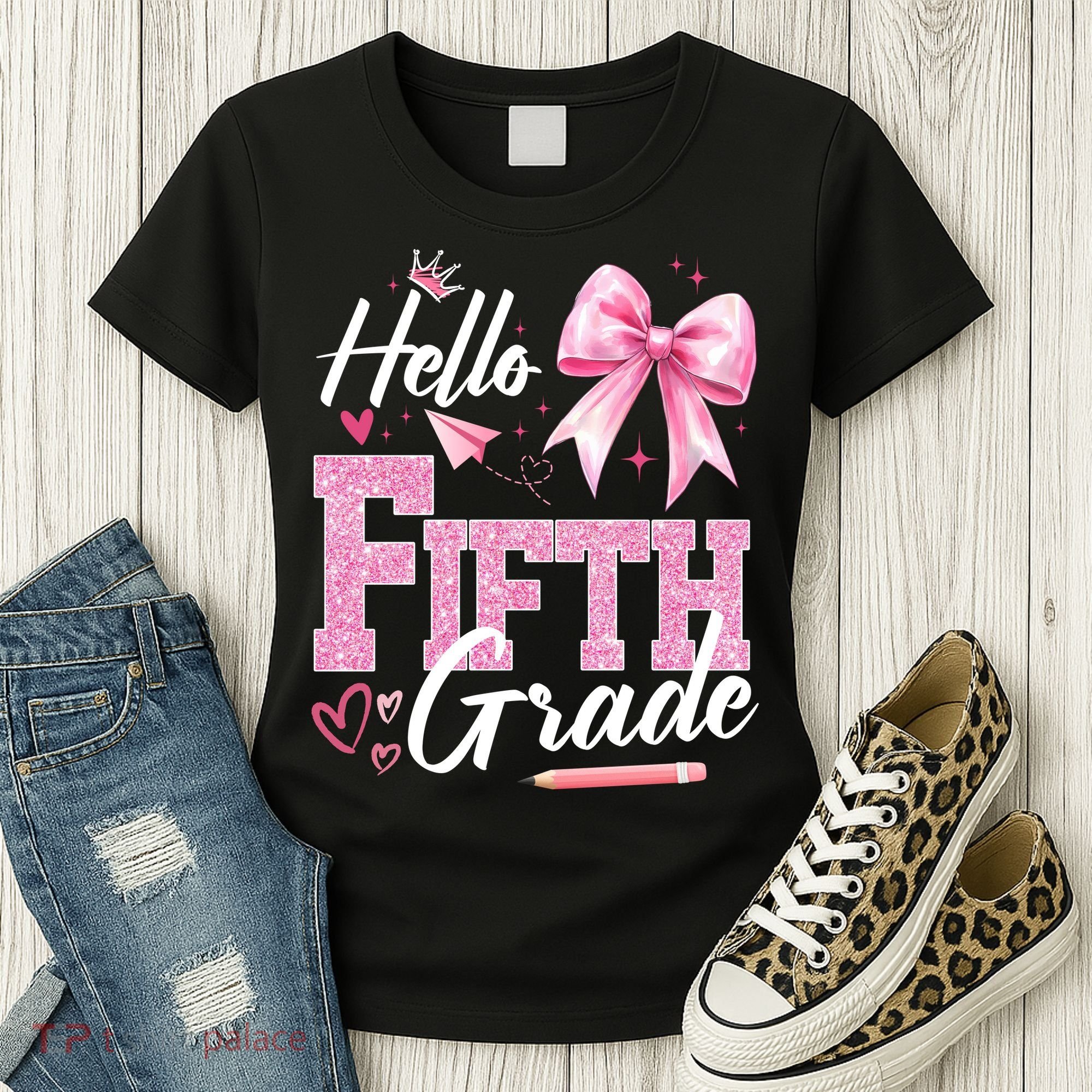 Hello Fifth 5th Grade First Day Of School Coquette Teacher Women's T-Shirt