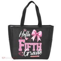 Hello Fifth 5th Grade First Day Of School Coquette Teacher Tote Bag thumb 0