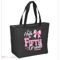 Hello Fifth 5th Grade First Day Of School Coquette Teacher Tote Bag thumb 2