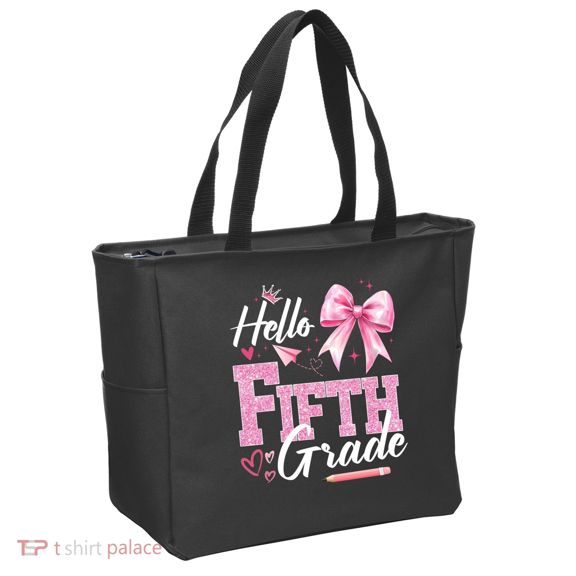 Hello Fifth 5th Grade First Day Of School Coquette Teacher Tote Bag